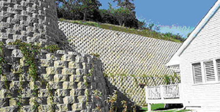 Retaining walls | Various appearance, reinforced with geosynthetics, built of local material.